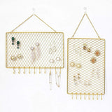 Rectangle Metal Grid Earring Holder Wall Display Stand with Hook for Stud Dangle