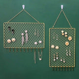 Rectangle Metal Grid Earring Holder Wall Display Stand with Hook for Stud Dangle