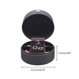 F19D Round Crown Jewelry Box Travel PU Leather Earring Ring Storage CASE