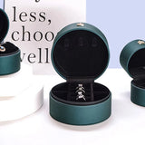 F19D Round Crown Jewelry Box Travel PU Leather Earring Ring Storage CASE