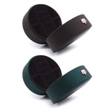 F19D Round Crown Jewelry Box Travel PU Leather Earring Ring Storage CASE
