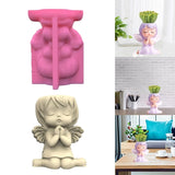 F19D Silicone Flower Pot Mold Succulent Planter Pot Mold Angel Gypsum Clay Mould