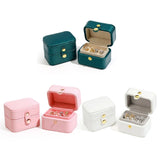 F19D Travel Jewelry Organizer Box - Portable PU Leather Earring Ring Storage