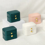 F19D Travel Jewelry Organizer Box - Portable PU Leather Earring Ring Storage