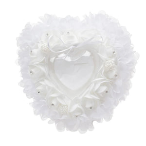 Heart Shape Wedding Ring Pillow with Flower Ring Box