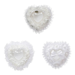 Heart Shape Wedding Ring Pillow with Flower Ring Box