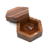 Walnut Wedding Ring Box Pair Hexagon-shaped Wooden Box
