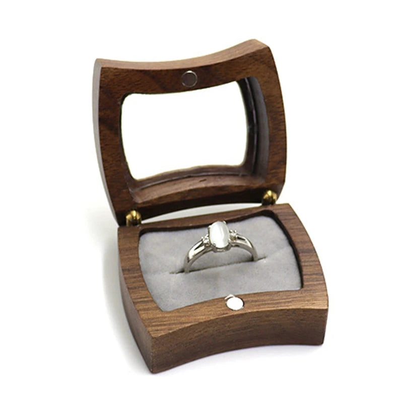 Retro Wood Wedding Ring Box Rustic Wood Ring Bearer