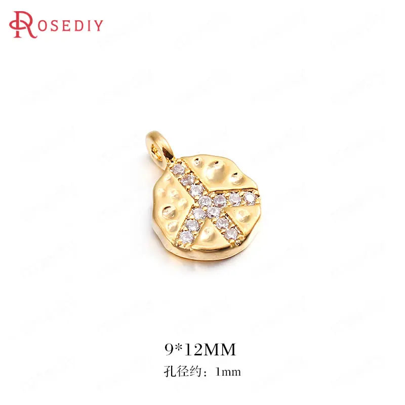 6pcs 9*12mm Brass Zircon Symbol Charms Pendants Jewelry Findings