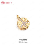 6pcs 9*12mm Brass Zircon Symbol Charms Pendants Jewelry Findings