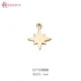 10 High Brass Star Charms Pendants 11x14mm 1mm Hole DIY Jewelry Findings