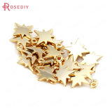 10 High Brass Star Charms Pendants 11x14mm 1mm Hole DIY Jewelry Findings