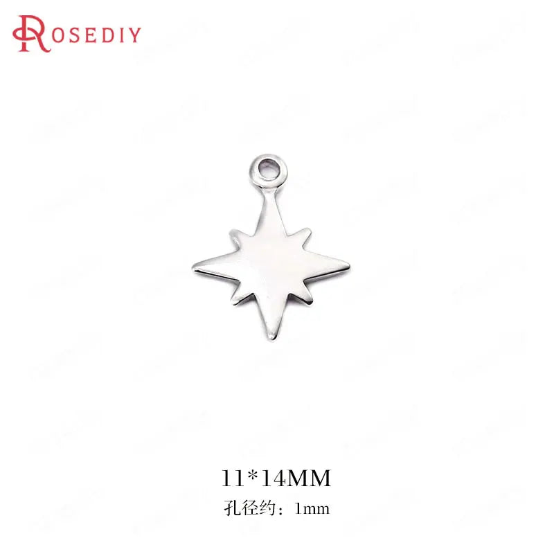 10 High Brass Star Charms Pendants 11x14mm 1mm Hole DIY Jewelry Findings