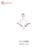 10 High Brass Star Charms Pendants 11x14mm 1mm Hole DIY Jewelry Findings