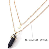 F2TD Crystal Necklace Moon Choker Hexagonal Gemstone Girl