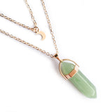 F2TD Crystal Necklace Moon Choker Hexagonal Gemstone Girl