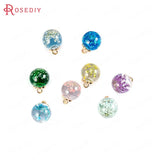 10pcs 16mm Resin & Dried Flower Ball Beads Charms Pendants DIY Jewelry Findings
