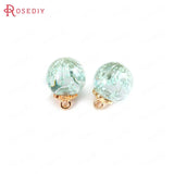 10pcs 16mm Resin & Dried Flower Ball Beads Charms Pendants DIY Jewelry Findings