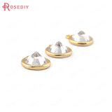 6pcs High Brass Zircon Round Charms Pendants DIY Jewelry Findings
