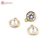 6pcs High Brass Zircon Round Charms Pendants DIY Jewelry Findings