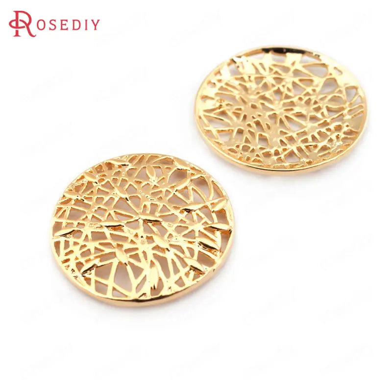 6pcs 27mm High Brass Round Charms Pendants Jewelry Findings