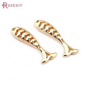 6 High Brass Fish Charms Pendants Jewelry Findings