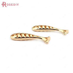 6 High Brass Fish Charms Pendants Jewelry Findings