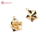 10pcs 16.5*14mm Brass 3D Flower Charms Pendants DIY Jewelry Findings