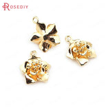 10pcs 16.5*14mm Brass 3D Flower Charms Pendants DIY Jewelry Findings