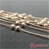 5m 1.2mm Beads 3mm Champagne Connect 2 Beads Copper Station Ball Chains