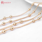 5m 1.2mm Beads 3mm Champagne Connect 2 Beads Copper Station Ball Chains