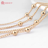 5m 1.2mm Beads 3mm Champagne Connect 2 Beads Copper Station Ball Chains