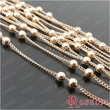 5m 1.2mm Beads 3mm Champagne Connect 2 Beads Copper Station Ball Chains