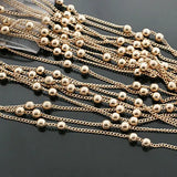 5m 1.2mm Beads 3mm Champagne Connect 2 Beads Copper Station Ball Chains