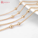 5m 1.2mm Beads 3mm Champagne Connect 2 Beads Copper Station Ball Chains