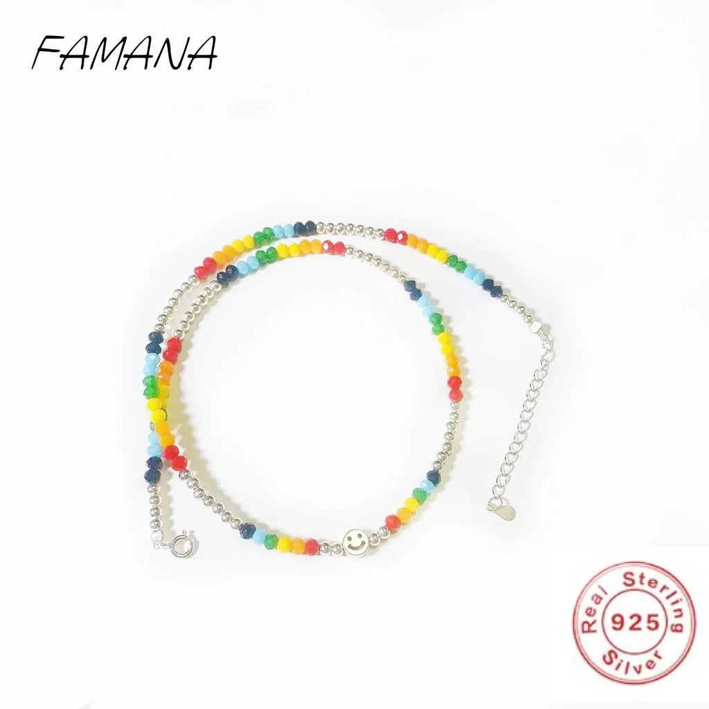 FAMANA Enamel Craft  Sterling Silver Necklace for Women