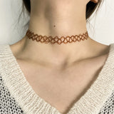 12PCS Vintage Hippy Stretch Tattoo Choker Necklace Elastic Choker Necklace