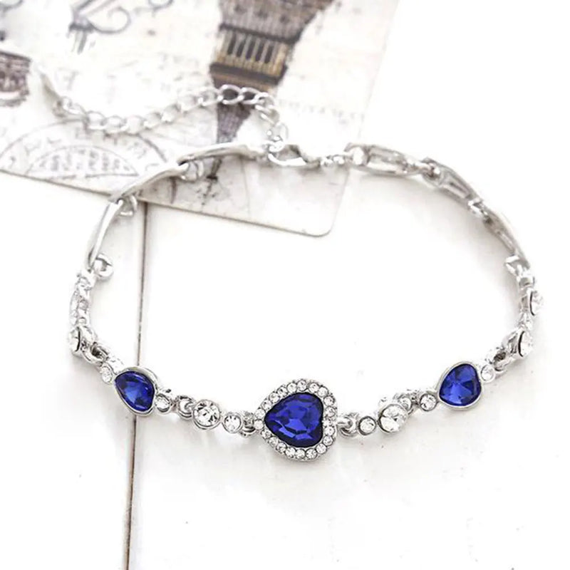 Crystal Rhinestone Bangle Ocean Bracelet Heart Jewelry Party