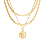 Vintage Layered Pendant Necklace Butterfly Love Chain Women's Jewelry