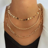 Vintage Layered Pendant Necklace Butterfly Love Chain Women's Jewelry