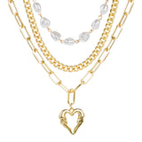 Vintage Layered Pendant Necklace Butterfly Love Chain Women's Jewelry