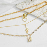Vintage Lock Snake Heart Pendant Necklaces for Women Long Chain