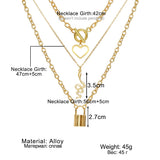 Vintage Lock Snake Heart Pendant Necklaces for Women Long Chain
