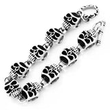 Skull Link Stainless Steel Mens Bracelet