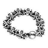 Stainless Steel Cross Skull Link Bracelet