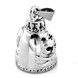Stainless Steel Bell Cross Bone Skull Pendant Biker Charm