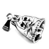 Stainless Steel Bell Cross Bone Skull Pendant Biker Charm