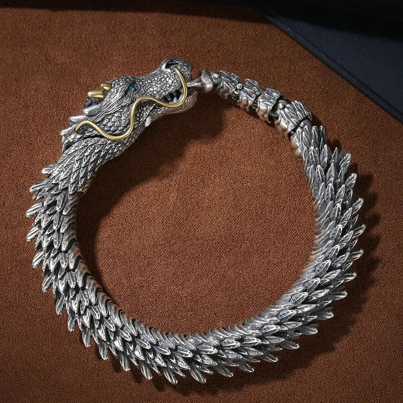 Retro Dragon Shape Bracelet Thai Silver Bracelet