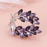 Crystal Poolive Leaf Brooch Pins Rhinestones Brooches for Women