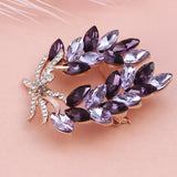 Crystal Poolive Leaf Brooch Pins Rhinestones Brooches for Women